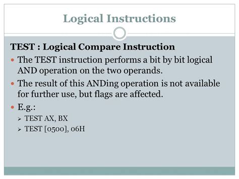 test 8086|TEST — Logical Compare .